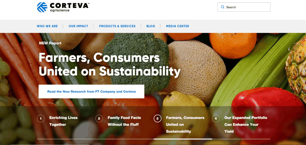 The official web page of Corteva Agriscience