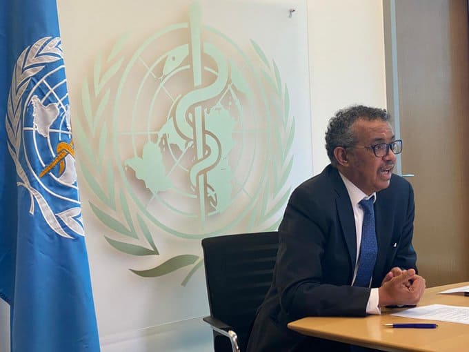 WHO chief, Tedros Adhanom Ghebreyesus praising PM Modi's active participating in containing the spread of the Pandemic.