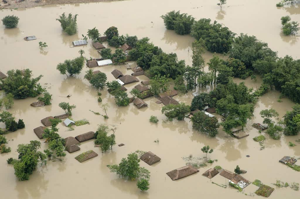 Ariel View of an Flood Affected District in India 