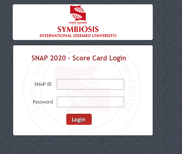 SNAP 2020 Result Login Sample Picture 